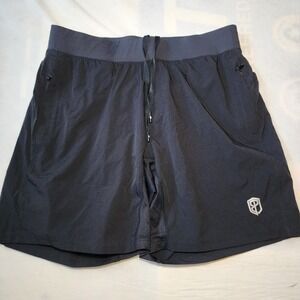 Born Primitive Mens 7 Inch Training Shorts Black Lined Zipper Pockets Large Run